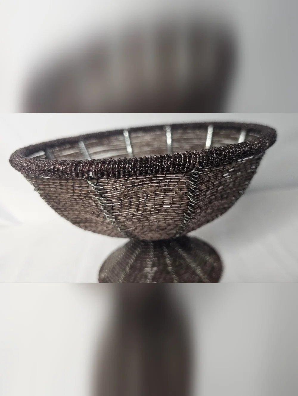 Vintage African Beaded Wire Bowl 7